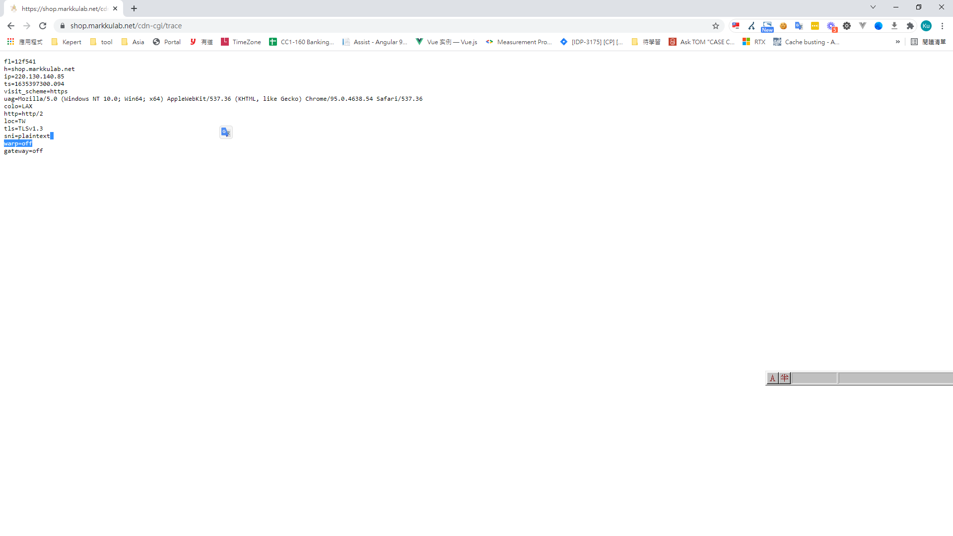 瀏覽器顯示 Cloudflare CDN 節點追蹤結果