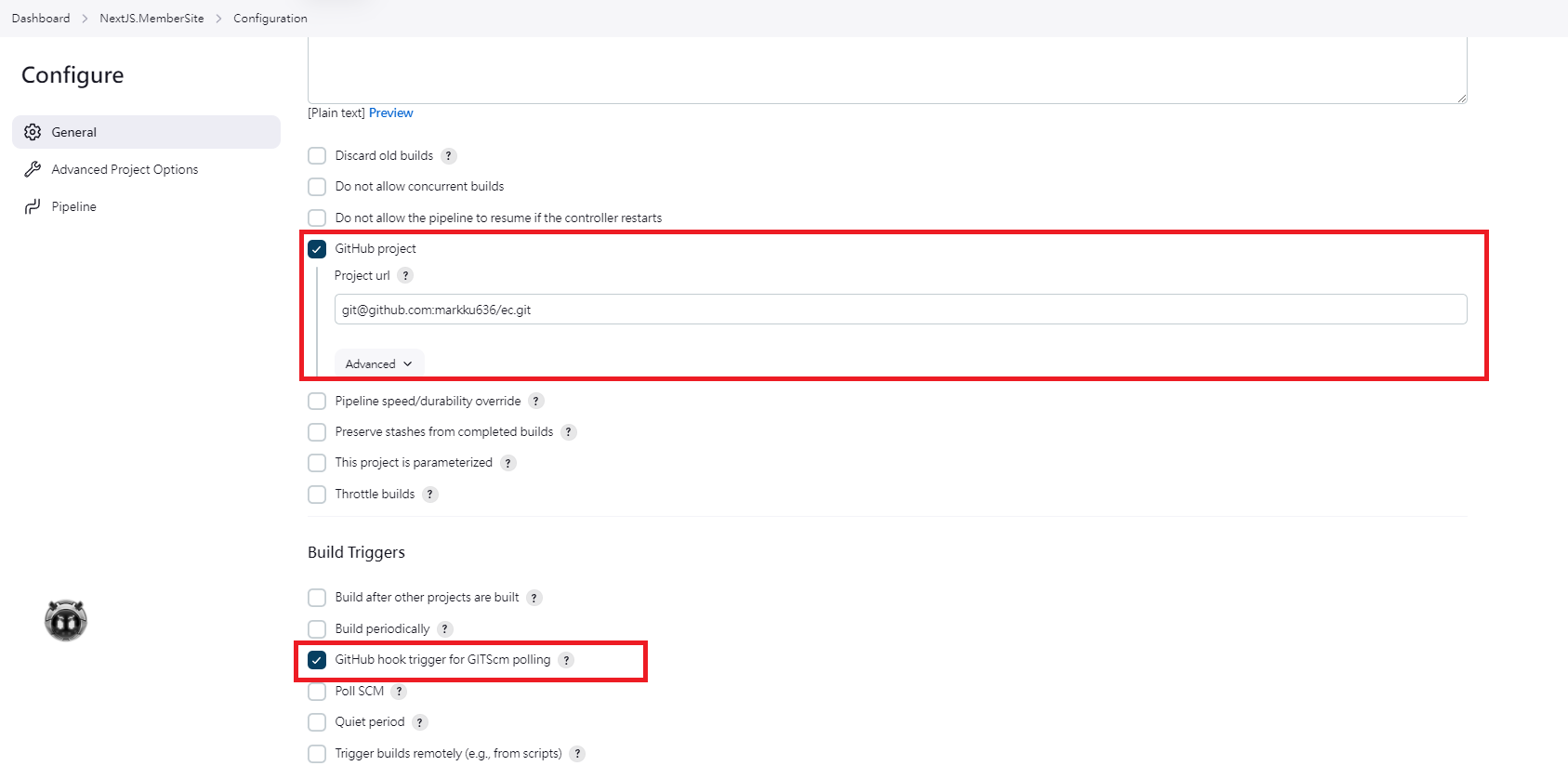 Jenkins設定GitHub專案與Hook觸發器