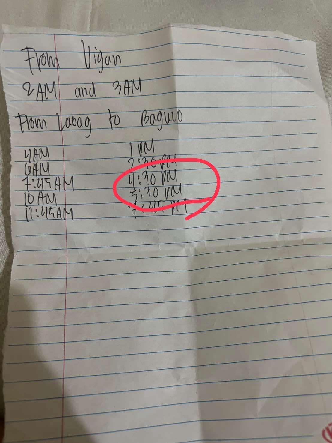return bus schedule