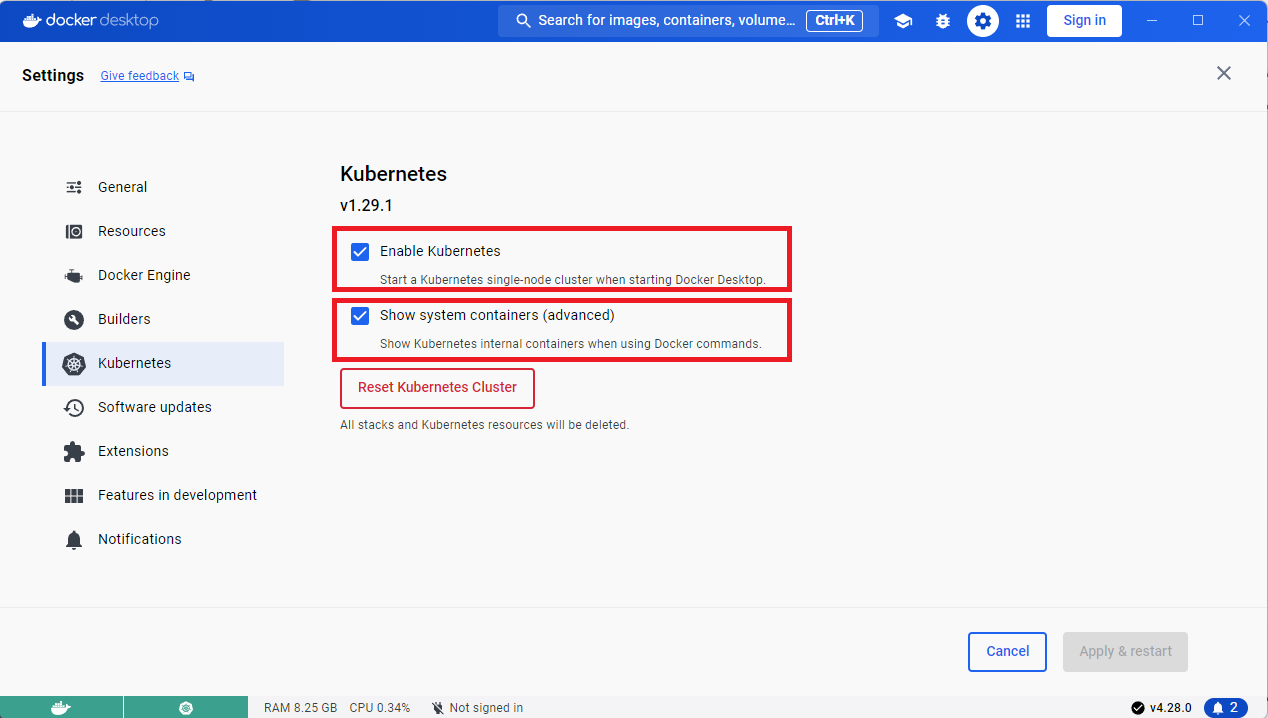 setup widnows docker