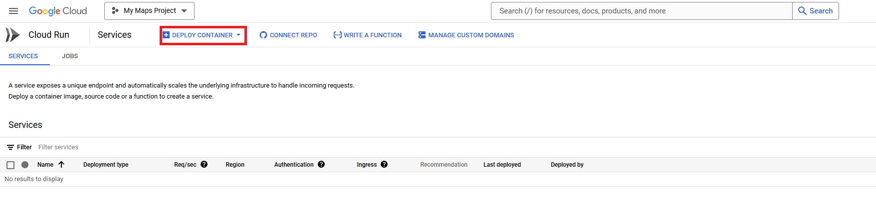 manual deploy google cloud run step 1
