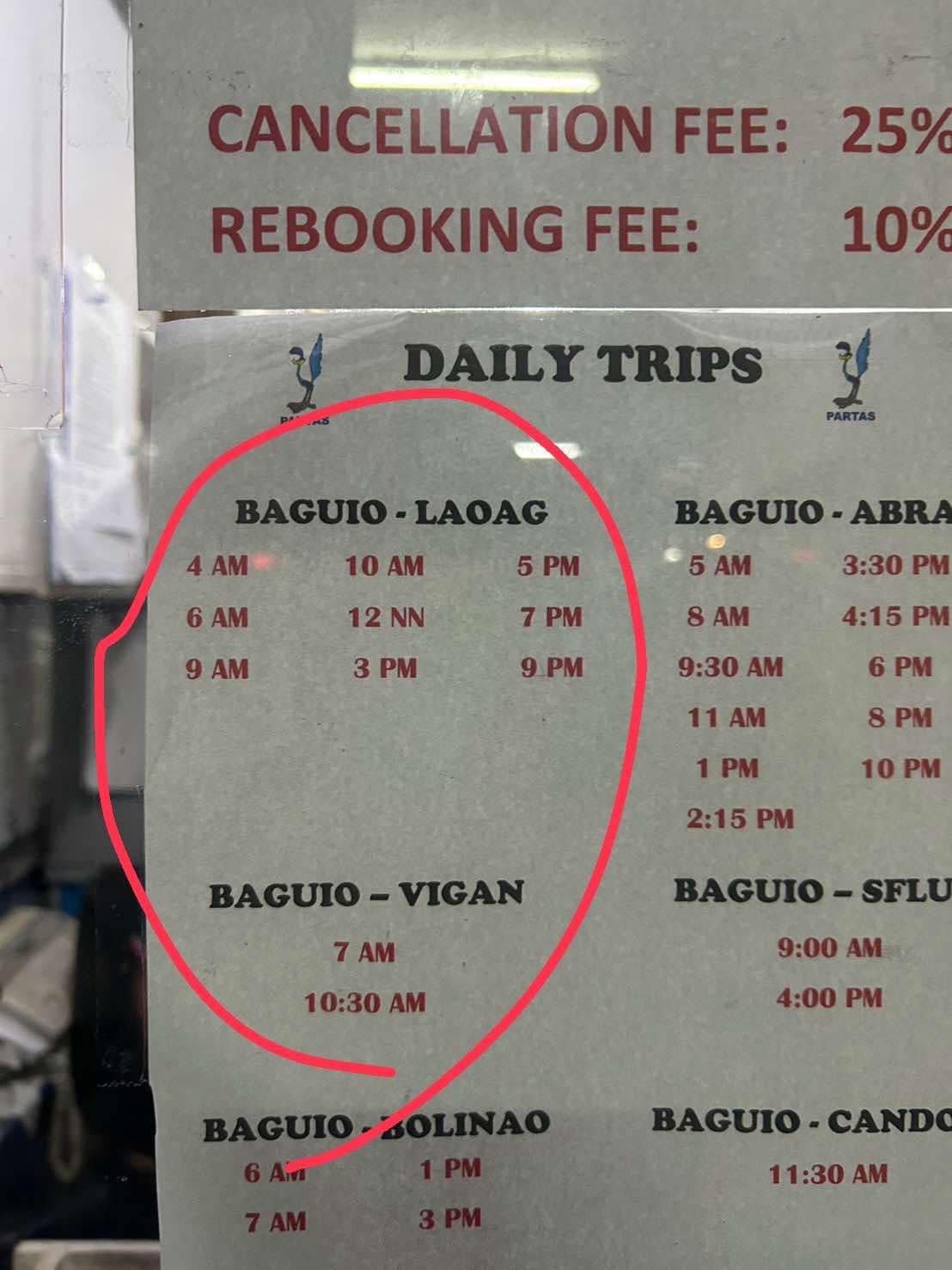 outbound bus schedule