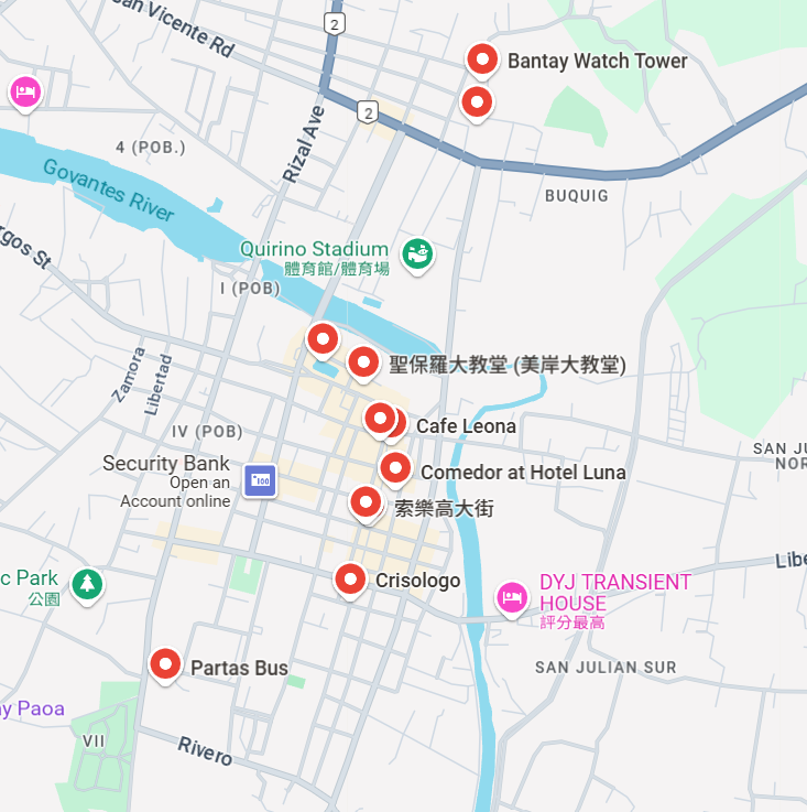 vigan attractions map