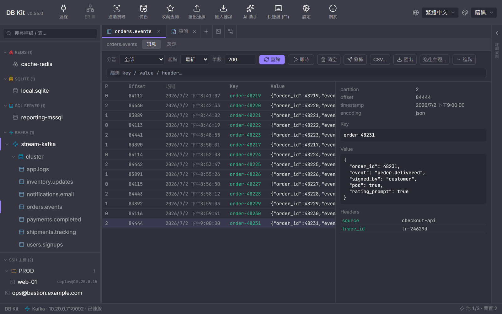 Kafka message browser