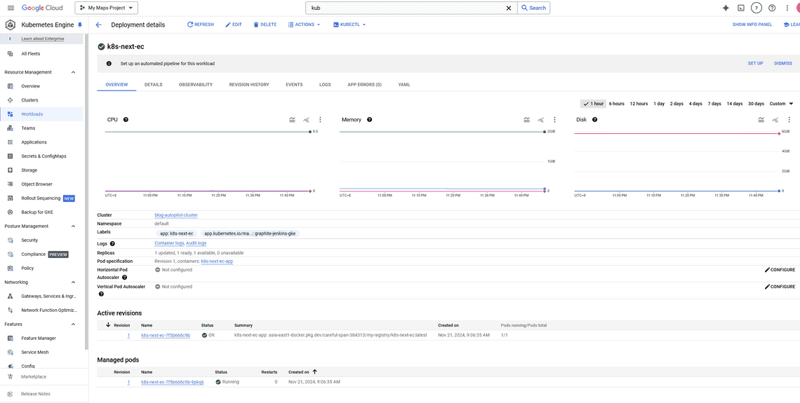 GCP GKE 後台可以看到這個Deployment 