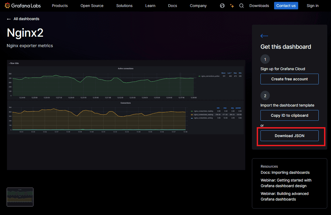 Download Dashboard Settings