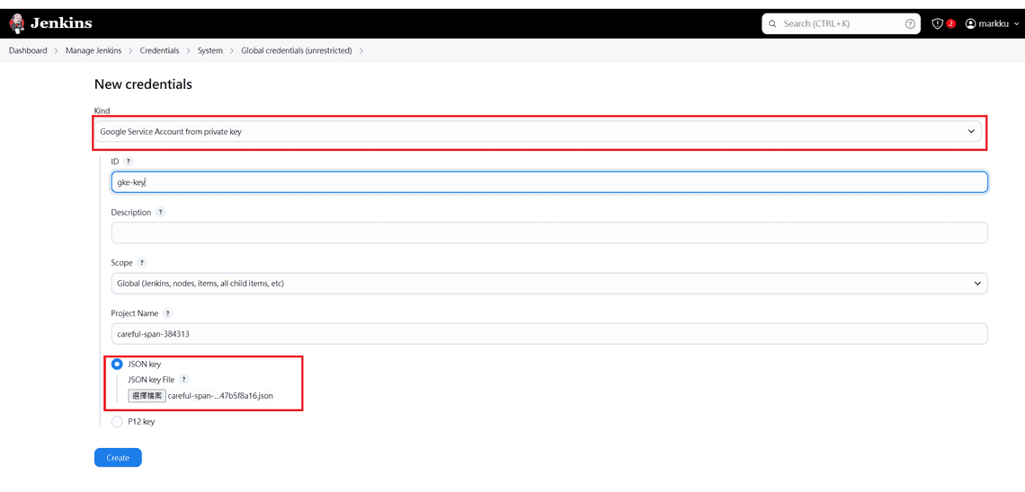 set up service account key